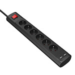 Monster Rallonge Multiprise Parafoudre Parasurtenseur 6 Prises AC avec 2 Ports USB-A Noir