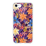 LaCoqueFrançaise Coque iPhone 7/8/ iPhone SE 2020 360 intégrale transparente Motif Fleurs violettes et oranges Tendance