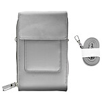 Avizar Pochette Bandoulière Smartphone en Simili cuir Sangle 130cm  gris