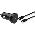 BigBen Connected Chargeur voiture USB C 18W Power Delivery + Câble USB C/USB C Noir