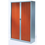 VINCO Armoire Monobloc à Rideaux 1/3 Penderie H198xL120xP43 cm Alu Rideaux Merisier