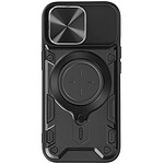 Avizar Coque pour iPhone 15 Pro Max Bague Métallique Bi-matière Antichoc Noir