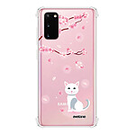 Evetane Coque Samsung Galaxy S20 anti-choc souple angles renforcés transparente Motif Chat et Fleurs