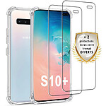 Evetane Coque Samsung Galaxy S10 Plus Antichoc Silicone + 2 Vitres en verre trempé Protection écran