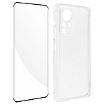 Avizar Coque pour Xiaomi 12 Pro Silicone Souple et Film Verre Trempé 9H Incurvé  Transparent