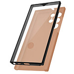 Avizar Coque pour Samsung Galaxy S22 Ultra Intégrale Arrière Rigide Transparent et Avant Souple  rose champagne