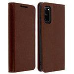 Avizar Étui Galaxy S20 Folio Cuir Véritable Porte cartes Support Vidéo - marron