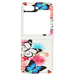 Avizar Coque Papillon pour Samsung Galaxy Z Flip 5 Rigide revêtement simili cuir  Blanc