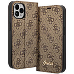 Guess Étui Luxe pour iPhone 14 Pro Porte-cartes Design Élégant Motif 4G Marron