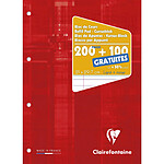 CLAIREFONTAINE Bloc de cours encollé A4 200 p + 100 GRATUITES perf 4 trous ligné + marge