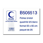 ELVE Lot de 25 fiches bristol 190 g 50 x 65 cm 5x5 Blanc