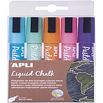 APLI 5 marqueurs craies liquide pointe ronde 5,5 mmcouleurs assorties Tons terre