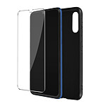 Avizar Coque pour Samsung Galaxy A50 et A30s Souple Noir et Verre Trempé 9H  Transparent