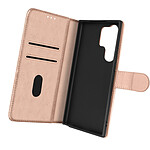 Avizar Housse pour Samsung Galaxy S23 Ultra Clapet Portefeuille Fonction Support Vidéo  rose