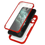 Avizar Coque 360° pour iPhone 11 Pro Dos Rigide Protection Écran Souple Coins Renforcés  Contour rouge