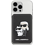 Karl Lagerfeld Porte-cartes MagSafe avec Fonction Support Motif Kar et Choupette Noir