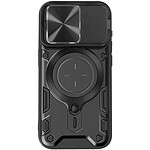 Avizar Coque pour iPhone 15 Pro Bague Métallique Bi-matière Antichoc Noir