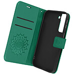 Avizar Étui Samsung Galaxy S21 Plus Portefeuille Support Vidéo Motif Mandala Fleur Vert