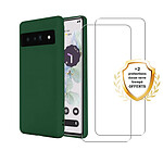 Evetane Coque Google Pixel 7 Silicone Liquide Vert Foret + 2 Vitres en verre trempé Protection écran