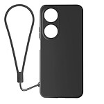 Avizar Coque pour Honor 90 Smart Silicone Finition Soft-touch avec Dragonne Noir