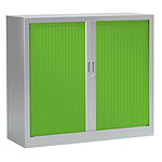 VINCO Armoire Monobloc FUN H100xL120xP43 cm 2 Tablettes Alu Rideaux Vert