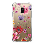 Evetane Coque Samsung Galaxy A8 2018 Silicone antichocs Solides coins renforcés  transparente Motif Fleurs Multicolores