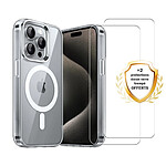 Evetane Coque iPhone 16 Pro Max transparente Motif Compatible Magsafe + 2 Vitres Protection ecran