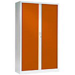 VINCO Armoire Monobloc FUN H198xL120xP43 cm 4 Tablettes Blanc Rideaux Orange