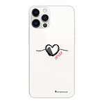 LaCoqueFrançaise Coque iPhone 12/12 Pro silicone transparente Motif Coeur Noir Amour ultra resistant