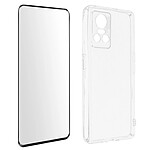 Avizar Coque pour Realme GT Neo 3 Silicone Souple et Film Verre Trempé 9H  transparent contour noir