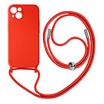 Avizar Coque Cordon pour Apple iPhone 13 Mini Semi-rigide Lanière Tour du Cou 80cm  rouge