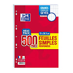 OXFORD paquet de 500 Pages Feuillets simples format A4 seyès perforées 90 g