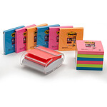 POST-IT Dévidoir Pro blanc + 12 blocs Super Sticky assortis 76x76mm