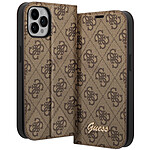 Guess Étui Luxe pour iPhone 14 Pro Max Porte-cartes Design Élégant Motif 4G Marron