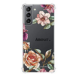 LaCoqueFrançaise Coque Samsung Galaxy S21 5G anti-choc souple angles renforcés transparente Motif Amour en fleurs