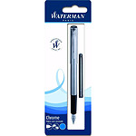 WATERMAN Blister stylo plume GRADUATE chromé + 1 cartouche longue bleue