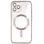 Avizar Coque MagSafe pour iPhone 12 Pro Silicone Protection Caméra  Contour Chromé Rose Gold