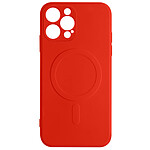 Avizar Coque Magsafe iPhone 12 Pro Max Silicone Souple Intérieur Soft-touch Mag Cover  rouge