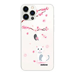 Evetane Coque iPhone 12 Pro Max 360 intégrale transparente Motif Chat et Fleurs Tendance