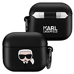 Karl Lagerfeld Coque pour AirPods 3 Silicone Souple avec Anneau Intégré Noir