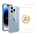 Evetane Coque iPhone 14 Pro Max Antichoc Silicone bords renforcés + 2 Vitres en verre trempé Protection écran