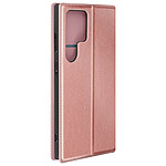 Avizar Étui pour Galaxy S24 Ultra Porte-carte Support Vidéo Clapet Magnétique Rose Champagne