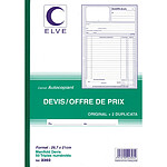 ELVE Manifold Autocopiant Devis / Offre de Prix 297 x 210 mm 50 Feuillets Tripli