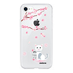 Evetane Coque iPhone 7/8/ iPhone SE 2020/ 2022 silicone transparente Motif Chat et Fleurs ultra resistant