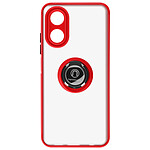 Avizar Coque pour Oppo A17 Bi-matière Bague Métallique Support Vidéo  Rouge