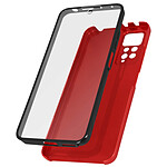 Avizar Coque pour Xiaomi Redmi Note 11 et Note 11s Intégrale Arrière Rigide Transparent et Avant Souple  rouge