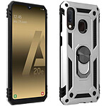 Avizar Coque Samsung Galaxy A20e Bi matière Rigide Souple Bague Support Vidéo Argent