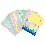 OXFORD Lot 10 Chemises rabats + élastique Topfile+ A4 pastel