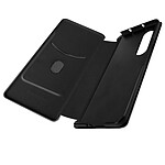 Avizar Coque pour Samsung Z Fold 3 Clapet Porte-carte Dragonne Effet Carbone noir