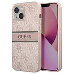 Guess Coque pour iPhone 13 Mini avec Imprimé et Bande Monochrome Luxe Rose Poudré